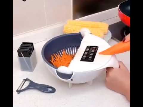 9 in 1 Magic Multifunctional Rotate Vegetable Cutter with Drain Basket